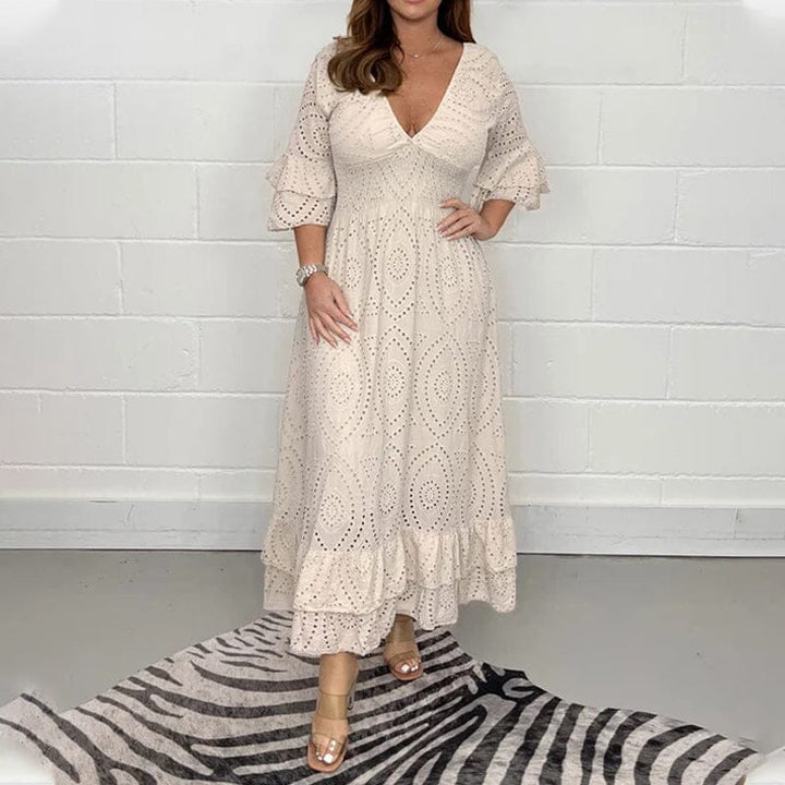 Levoire | Robe midi à manches volantées pour femme Abricot