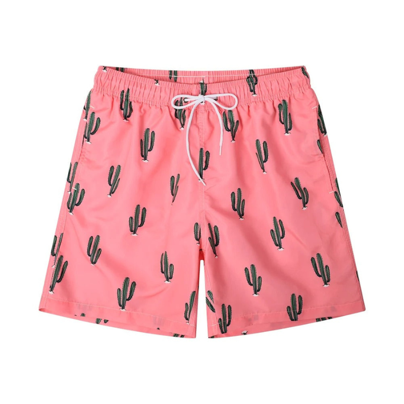 Levoire | Shorts de bain pour hommes Shorts d'été avec impression de cactus rose Rosa