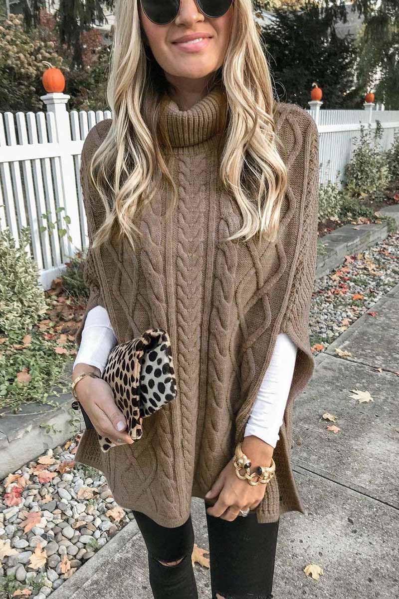 Levoire | Pull En Maille Avec Motif Torsadé Braun