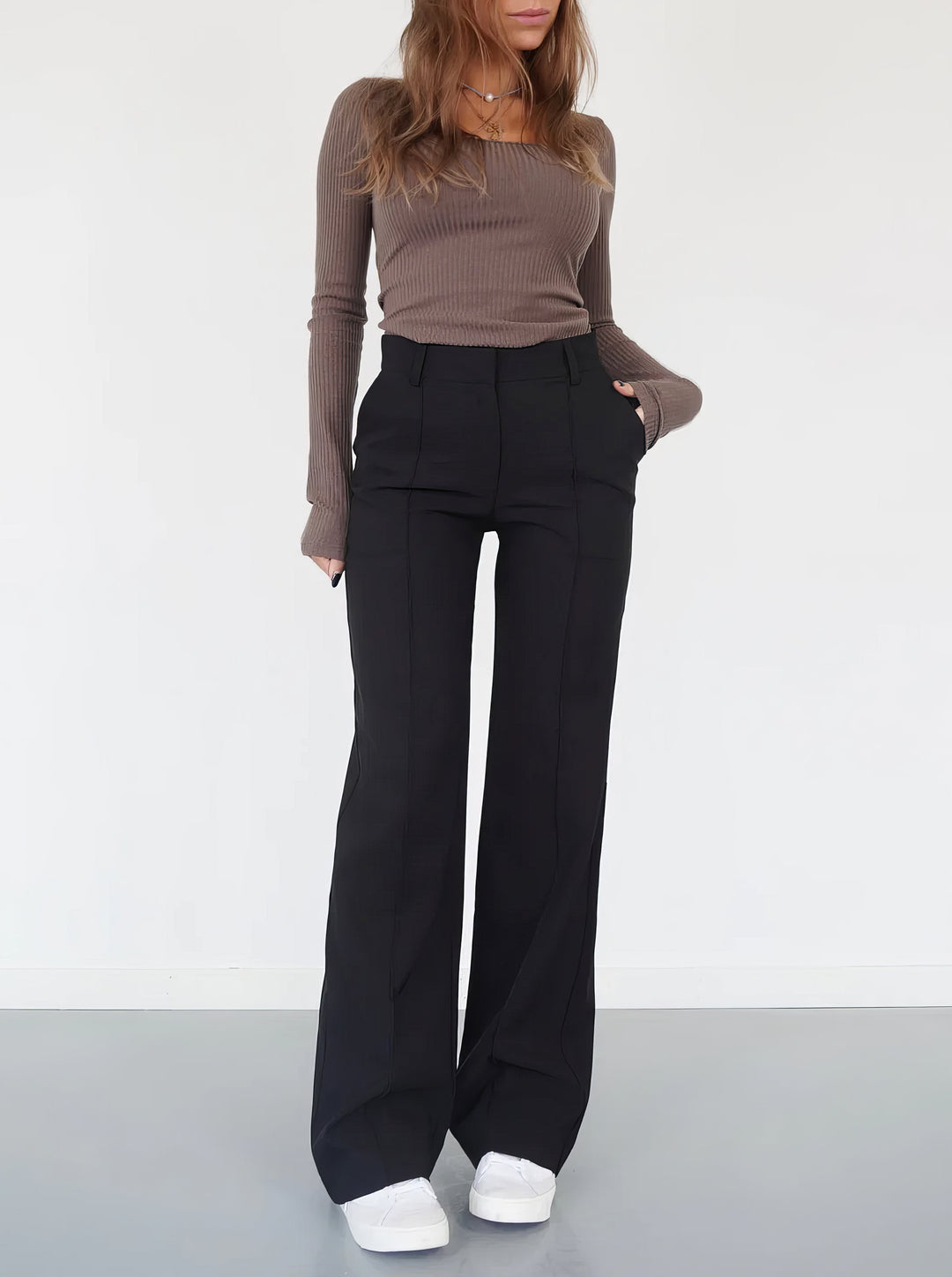 Levoire | Pantalon Femme Taille Haute & Jambes Amples Noir