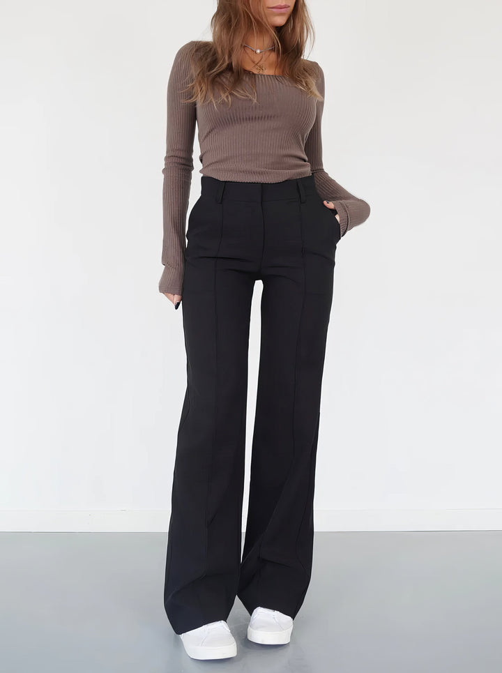 Levoire | Pantalon Femme Taille Haute & Jambes Amples Noir