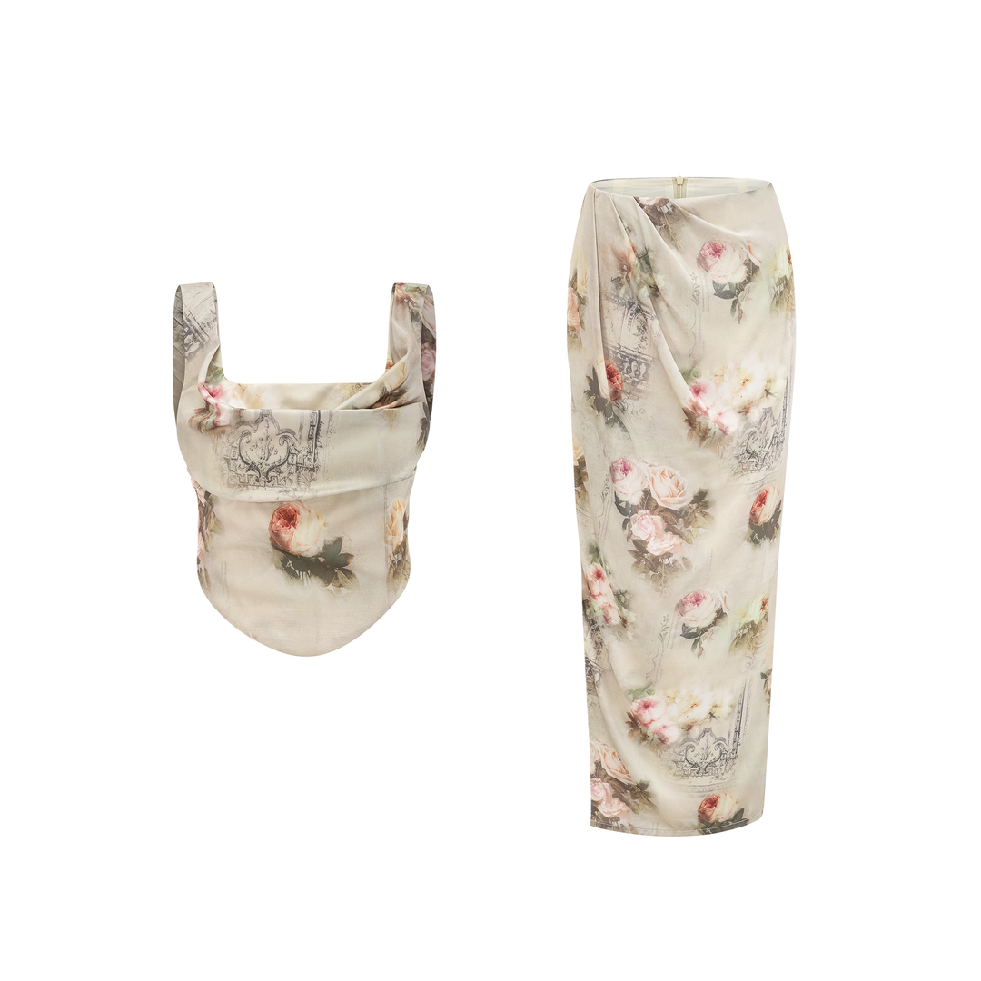 Levoire | Top & Jupe Imprimé Fleurs Ensemble Coordonné