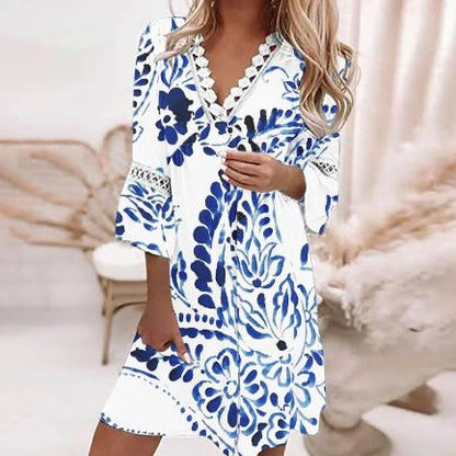 Levoire | Robe Inspirée Avec Une Coupe Confortable Et Un Look Tendance Blanc-Bleu