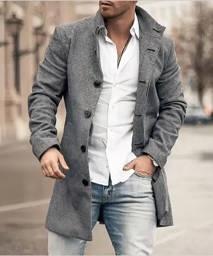 Levoire | Manteau Trench Chaud Pour Hommes Gris