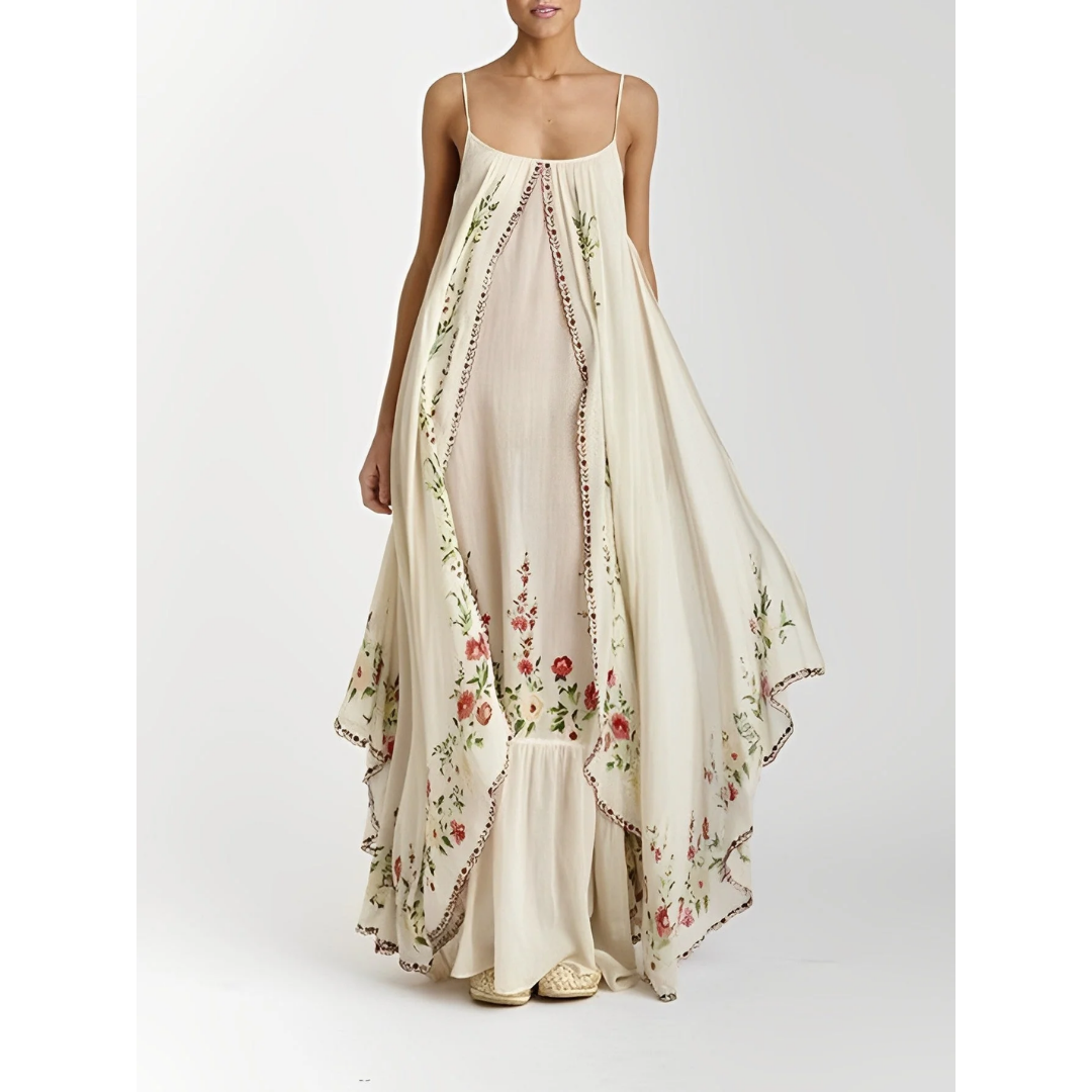 Levoire | Robe Boho Longue Pour Femmes Beige