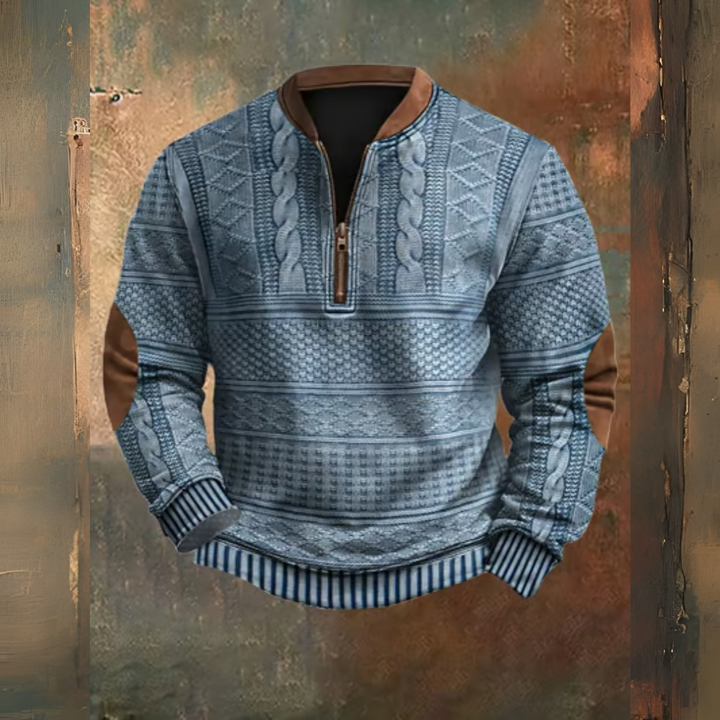 Levoire | Pull En Maille Vintage Avec Fermeture Éclair Bleu