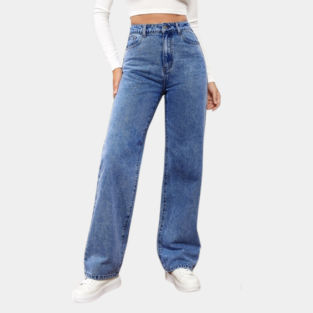 Levoire | Pantalon chic pour femmes Jean baggy décontracté à coupe détendue Bleu foncé