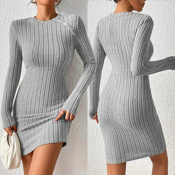 Levoire | Robe Moulante Côtelée Confortable Gris