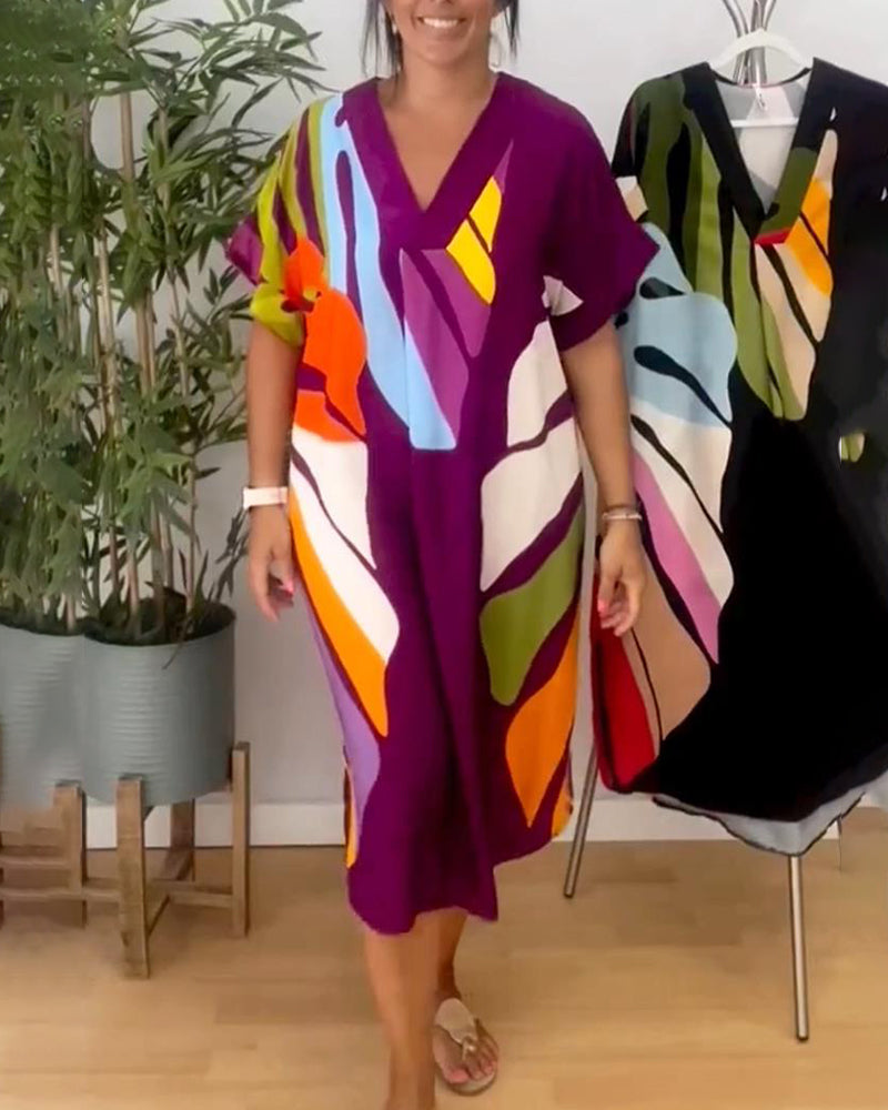Levoire | Imprimé De Feuilles Vif Robe Décontractée Lilas