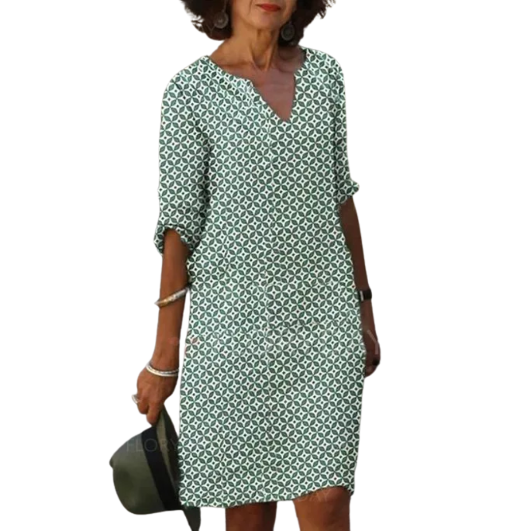 Levoire | Robe Mini d'été Col en V Décontractée Pour Femmes Vert