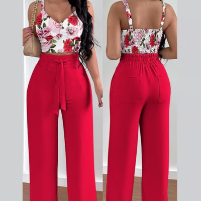 Levoire | Imprim Suspendre Pantalons 2 Pice Ensemble Rot