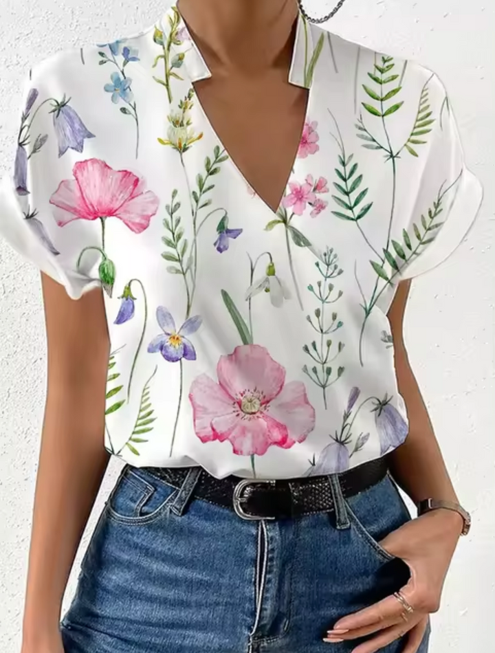Levoire | Blouse Élégante Avec Décolleté En V Coupe Croisée Rosa