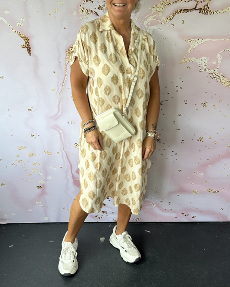 Levoire | Robe Décontractée À Décolleté En V Avec Imprimé Et Manches Courtes