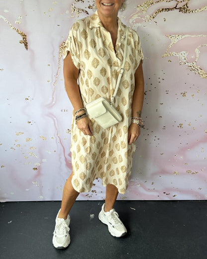 Levoire | Robe Décontractée À Décolleté En V Avec Imprimé Et Manches Courtes