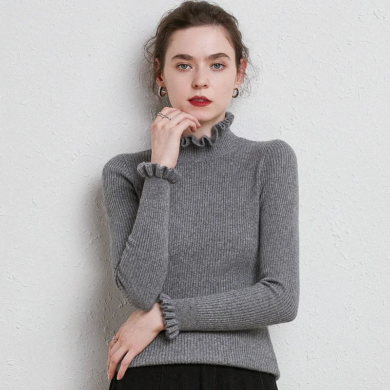 Levoire | Pull Cachemire Col Roulé Raffiné Femme Gris