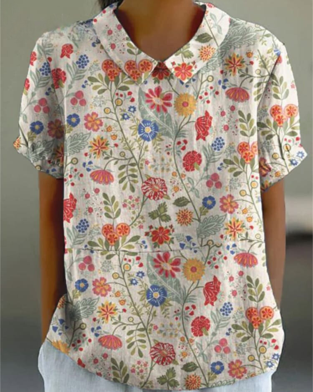 Levoire | Chemise En Coton Lin Avec Motif Floral Pastoral Rosa