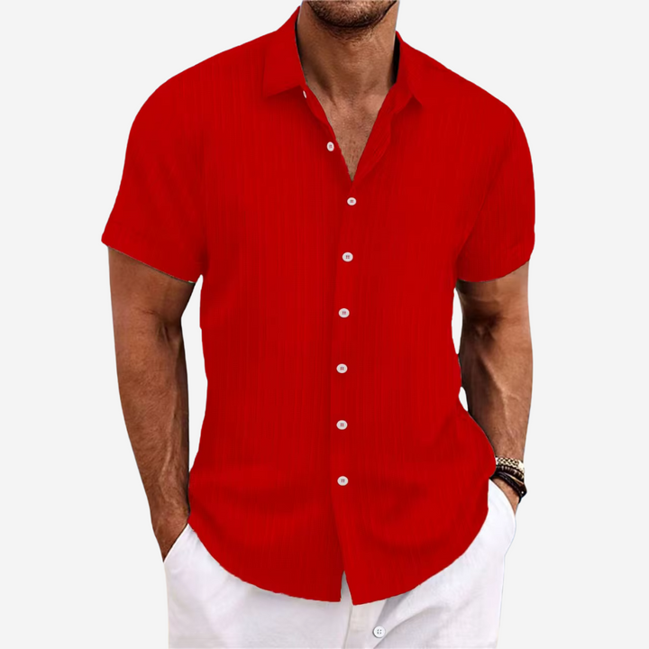 Levoire | Chemise Pour Hommes En Mélange De Lin Rot