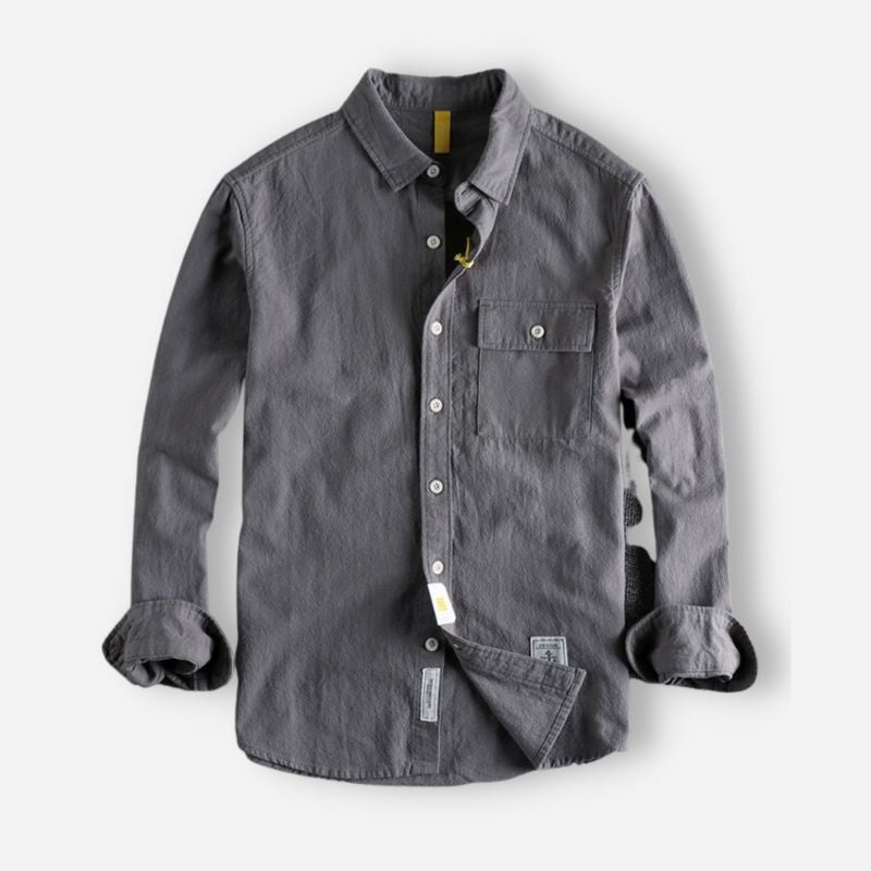 Levoire | Chemise Classique Avec Design Texturé Pour Une Ambiance Automnale Gris Foncé