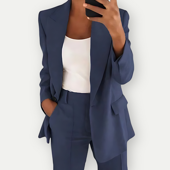 Levoire | Blazer Premium Ensemble Pour Femmes Élégant Et Confortable Tenue Professionnelle bleu foncé