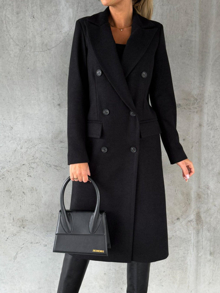 Levoire | Manteau Long Pour Femmes Avec Boutons Et Col Élégant Noir