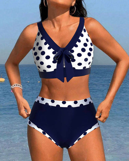 Levoire | Bikini Avec Patchwork Et Motif À Pois Taille Haute