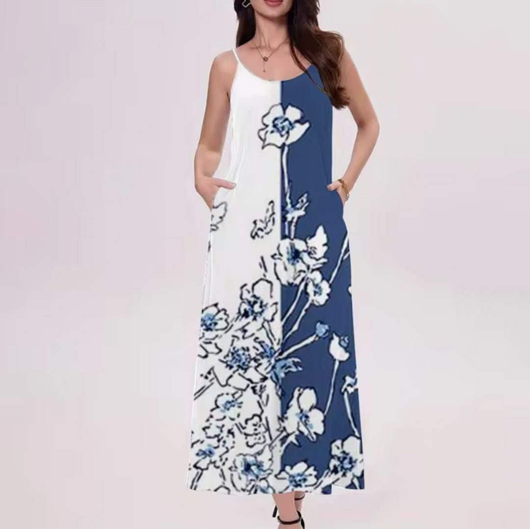 Levoire | Robe Sans Manches Avec Motif Floral Bleu