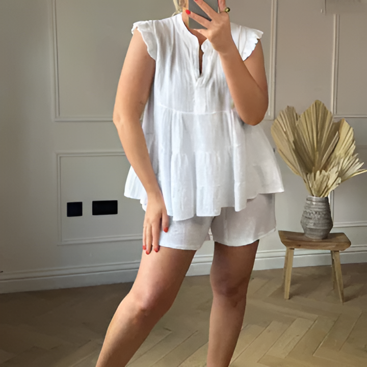 Levoire | Short Froncé Et Haut Satz Blanc