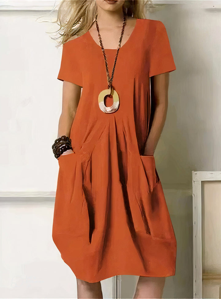 Levoire | Robe A-Line Avec Poches Pour - Femmes - Midi Orange