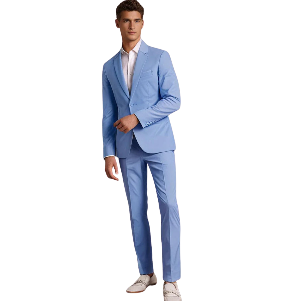 Levoire | Veste et pantalon pour hommes Veste cintrée Costume deux pièces pour hommes Bleu clair