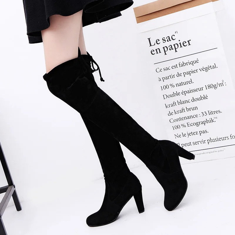 Levoire | Cuissardes à Talon Bas, Lacets, Coupe Tendance Noir