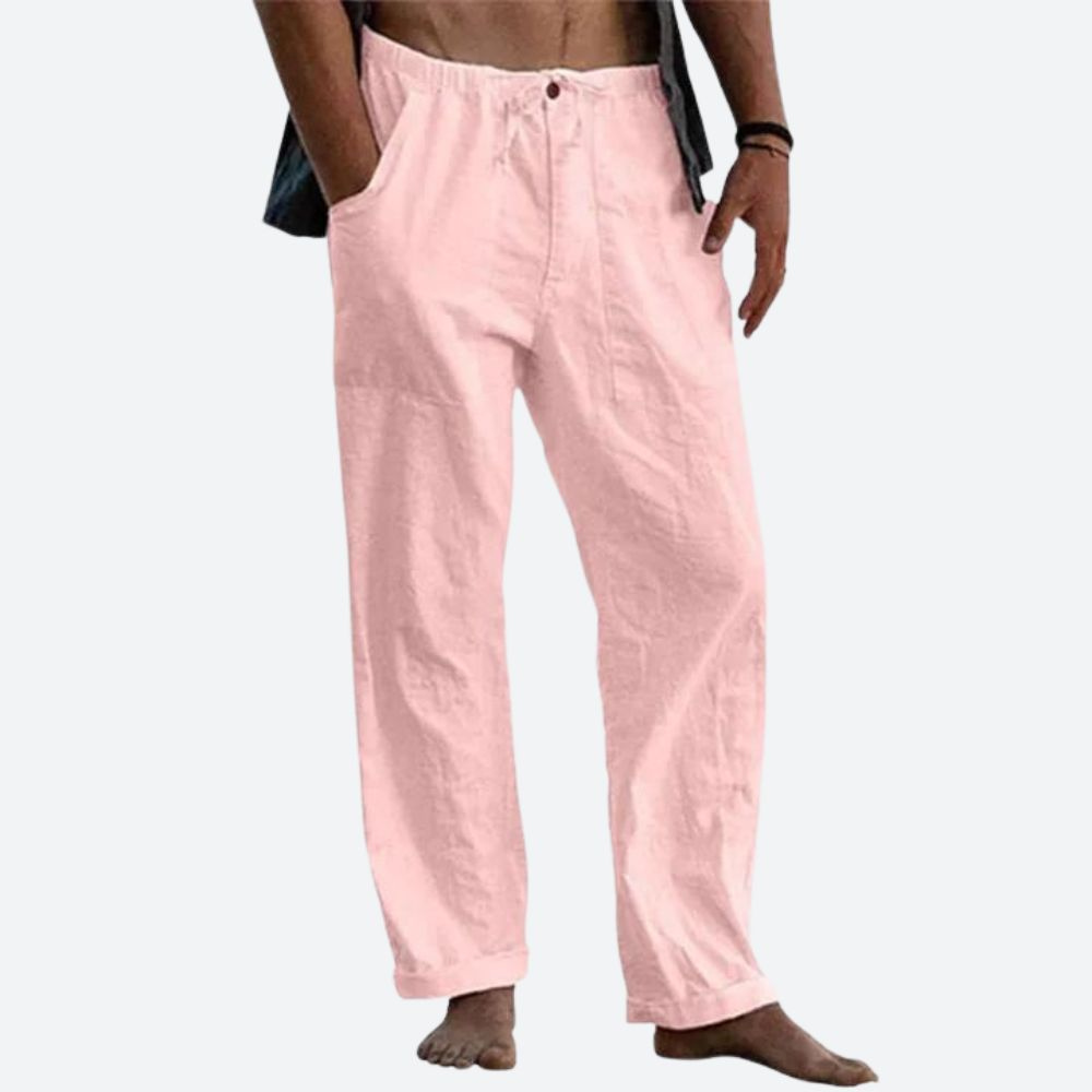 Levoire | Pantalon en lin décontracté pour hommes Pantalon d'été idéal pour hommes Rosa