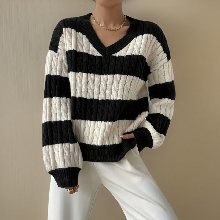 Levoire | Pull Manche Longue Femmes Noir Blanc Noir et blanc