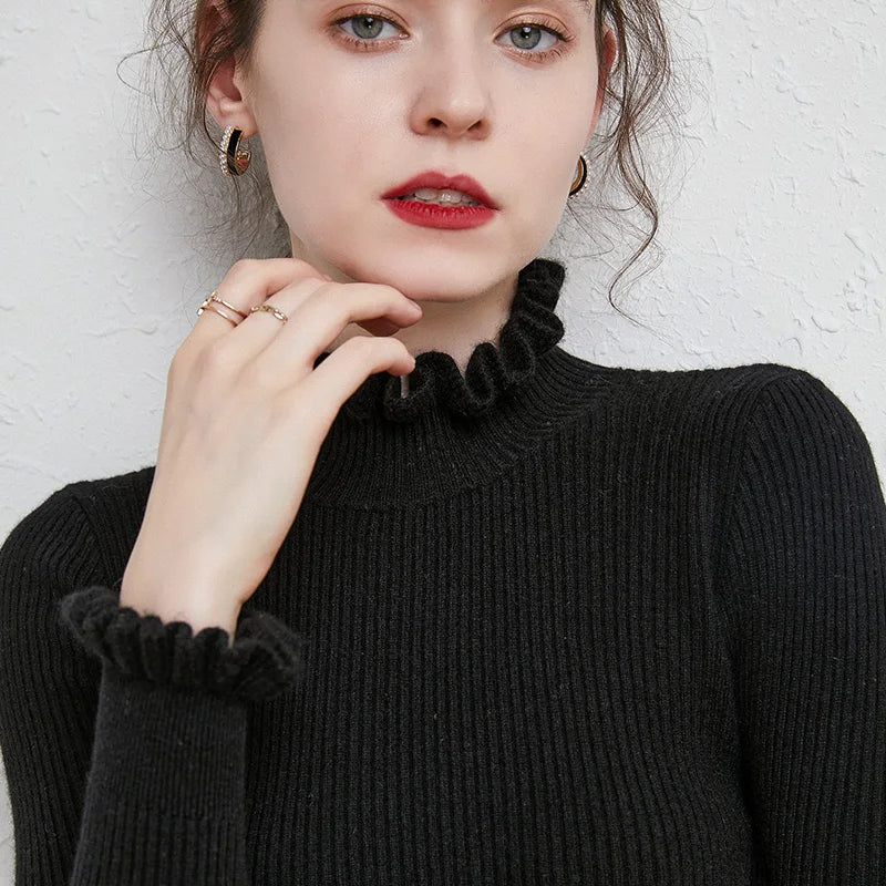 Levoire | Pull Cachemire Col Roulé Raffiné Femme Noir