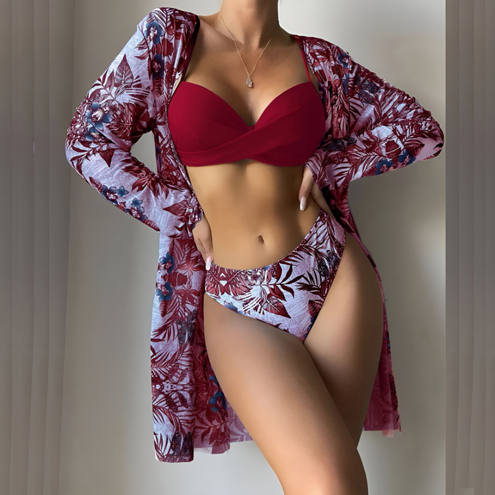 Levoire | Ensemble De Bikini Trois Pièces Tendance Rot