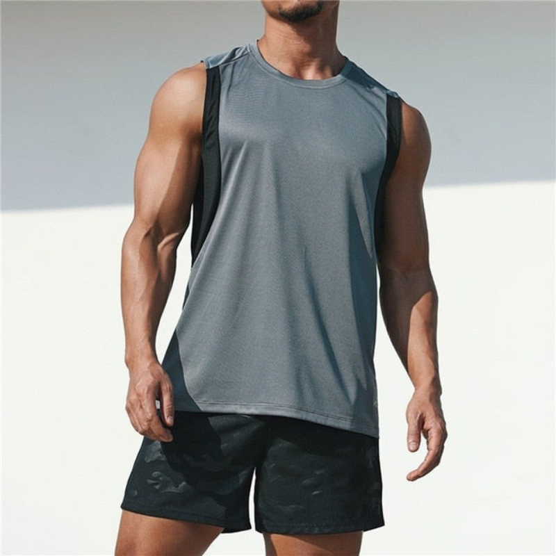 Levoire | T-shirt de sport pour homme sans manches en coupe loisir Gris foncé