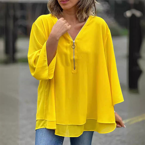 Levoire | Top En Chiffon À Fermeture Éclair Avec Décolleté En V