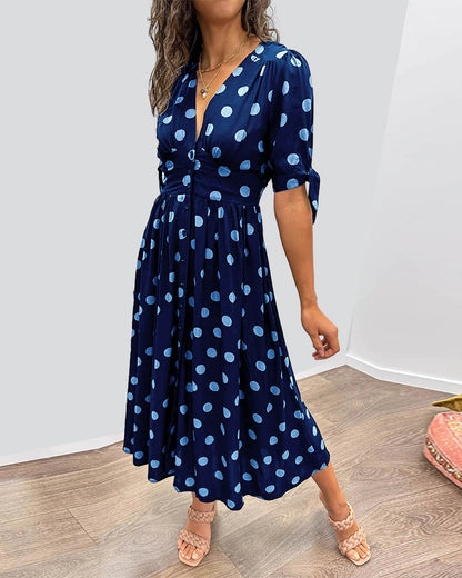 Levoire | Robe avec décolleté en V et pois