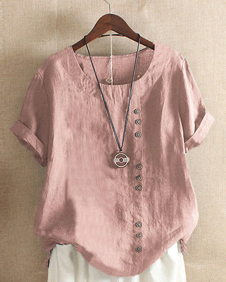 Levoire | Chemise À Manches Courtes Avec Col Rond Et Boutons Rosa