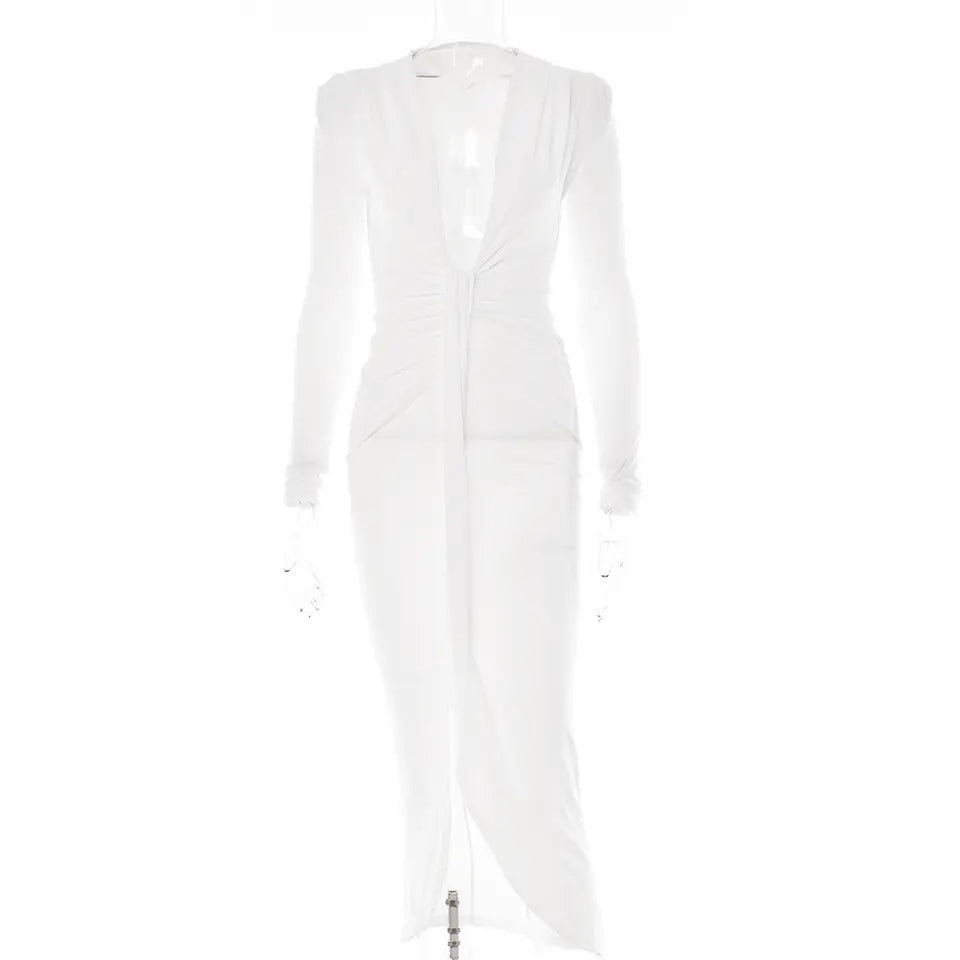 Levoire | Décolleté V-Étroit Robe Blanc