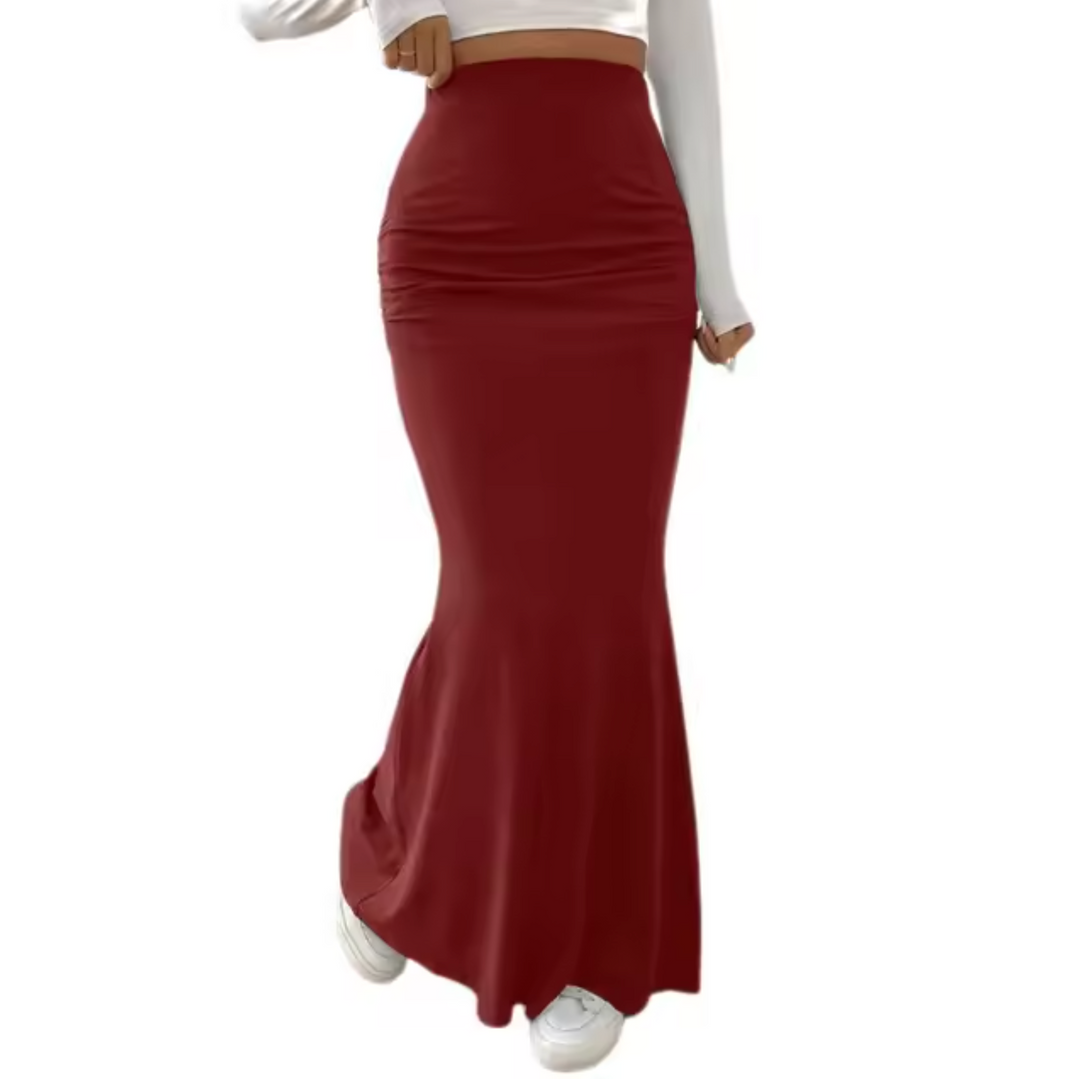 Levoire | Jupe Longue Taille Haute Avec Train vin rouge