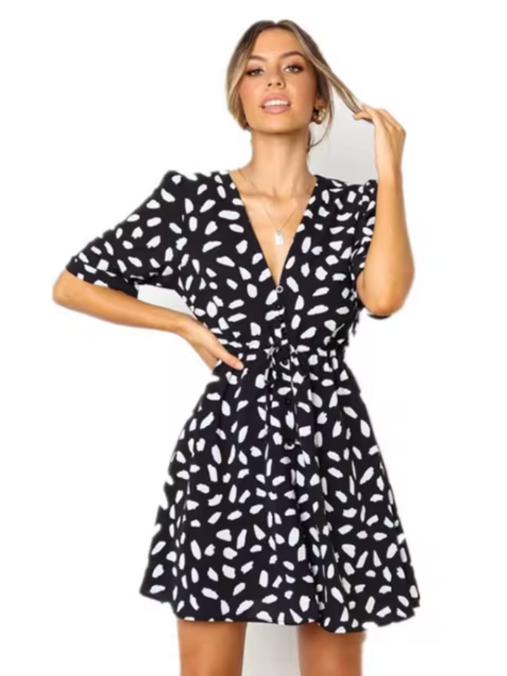 Levoire | Robe Courte Avec Décolleté En V Noir
