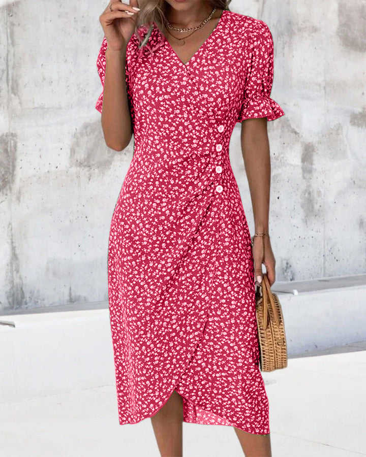 Levoire | Robe À Fleurs Avec Décolleté En V Rot