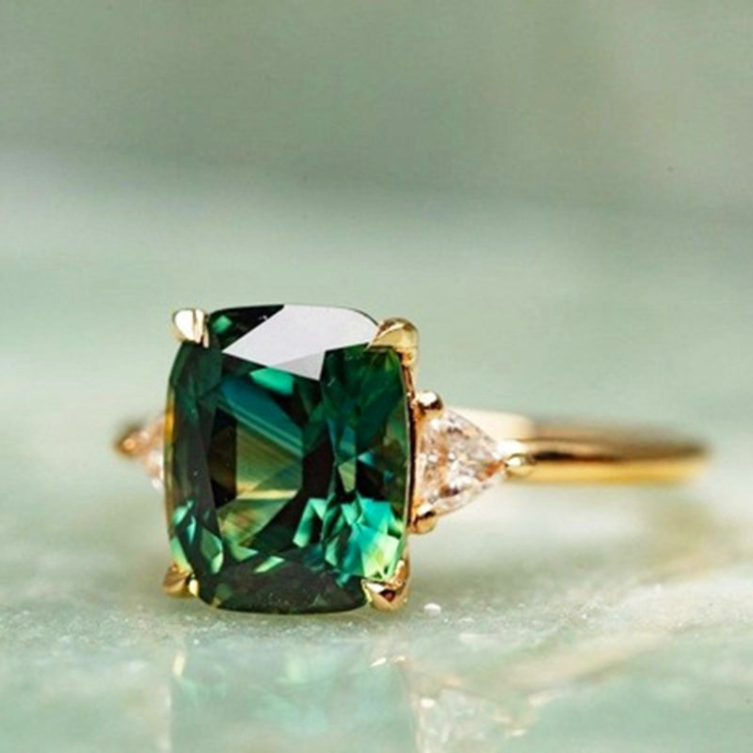 Levoire | Anneau En Zirconium Vert En Or