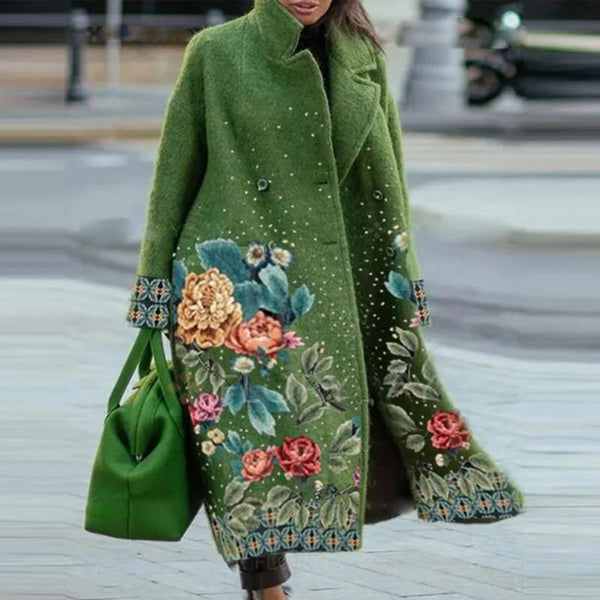 Levoire | Manteau Élégant Avec Motif Floral Vert