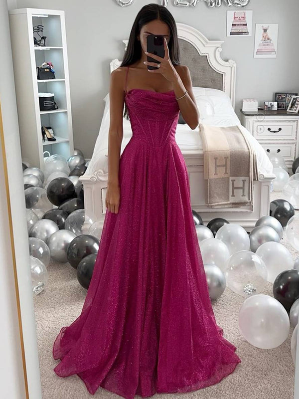 Levoire | Robe Longue Avec Finition Brillante Et Fines Bretelles Rosa