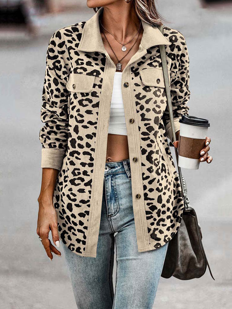 Levoire | Veste Intermédiaire Tendance Avec Motif Léopard Abricot