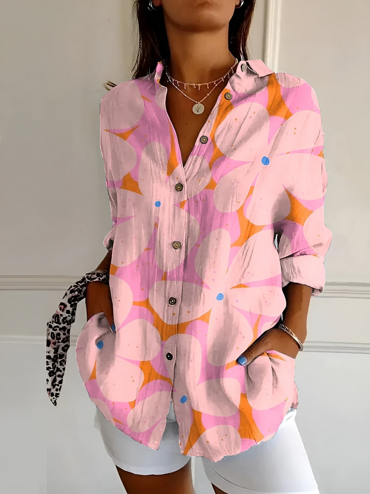 Levoire | Blouse pour femmes Blouse élégante et légère avec des boutons pour femmes Rosa Fleur