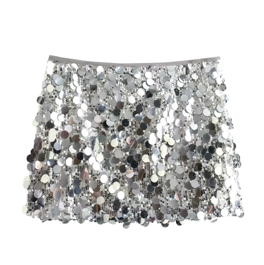 Levoire | Jupe Mini Avec Motif En Sequins Pour Femmes Argent