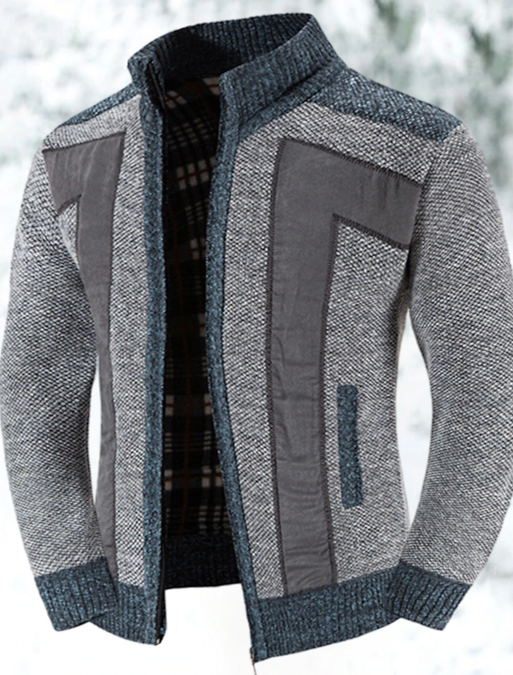 Levoire | Veste En Maille Chaude Pour Hommes Au Design Classique Gris clair