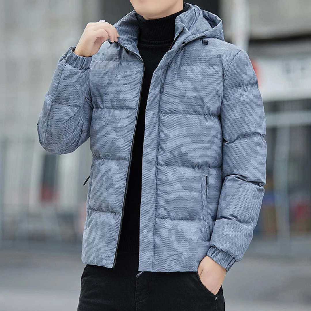Levoire | Fleece Doudoune Jacket Hommes Capuche Gris